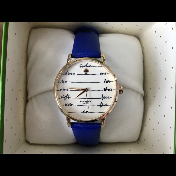 NEW Kate Spade Metro Cobalt Blue Leather Watch - Picture 3 of 6